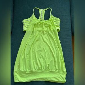 Lululemon Athletica Yellow Green Ruched Tie Front Tank Top